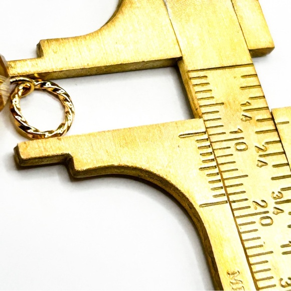 NWOT Tiger eye hoop charms, 6mm jump ring, stainless steel 18 K Gold plated - Picture 3 of 7